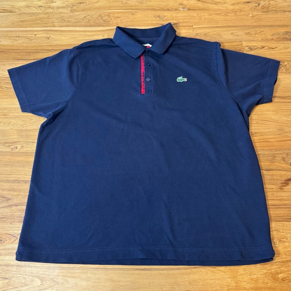 Lacoste Sport Polo Shirt Men’s Lacoste Size 7 Navy & Red 100% Cotton